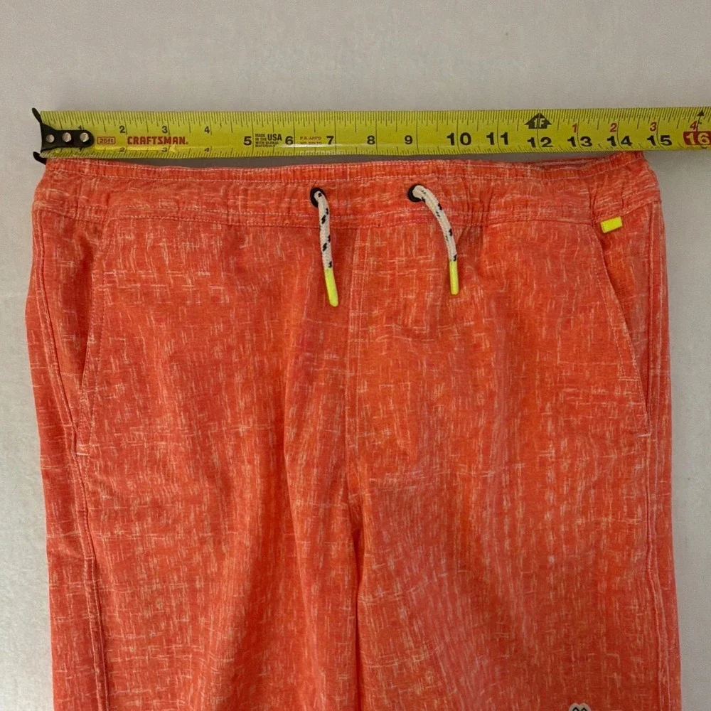 Psycho Bunny Youth Men Orange Crosshatch Swim Trunks Shorts Sz‎ 14/16 Drawstring